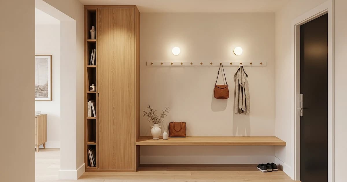 Ideen für Flur Stauraum, die den Eingangsbereich sofort ordentlicher machen