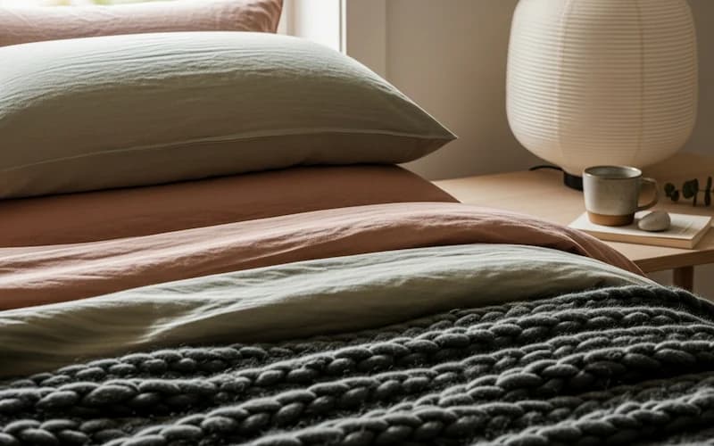 Mit Texturen Wärme statt Unruhe schaffen - Skandinavisches Schlafzimmer gestalten für mehr Ruhe und Wärme